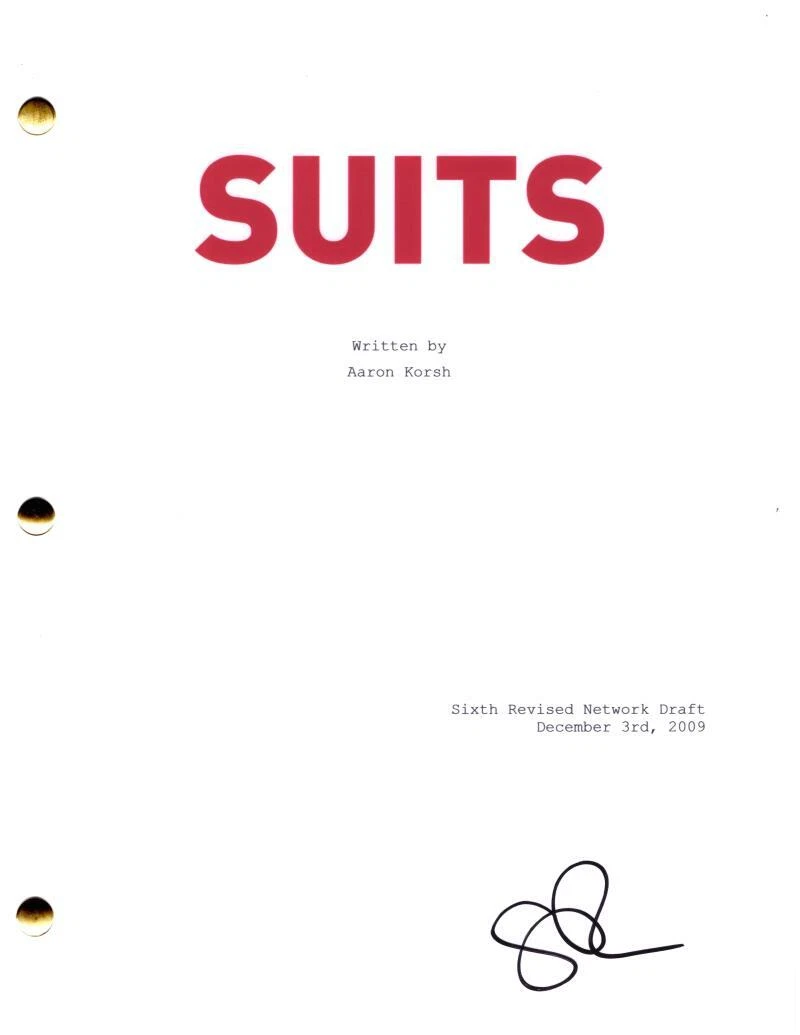 Sarah Rafferty Signed Autograph Suits Full Pilot Script Screenplay Donna Paulsen