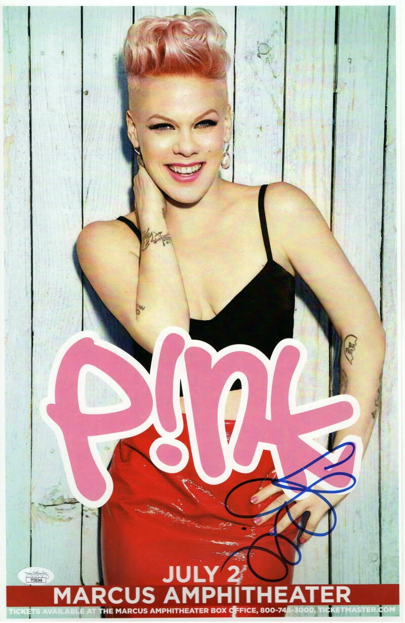 PINK P!NK SIGNED AUTOGRAPH 11X17 CONCERT TOUR POSTER - CAN'T TAKE ME HOME W/ JSA