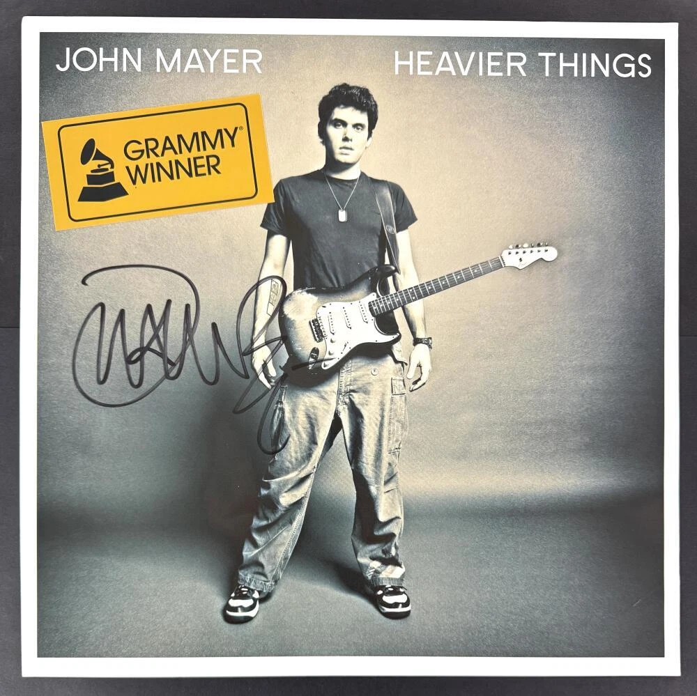 John Mayer Signed Autograph Heavier Things Album Vinyl Record Insert Beckett COA