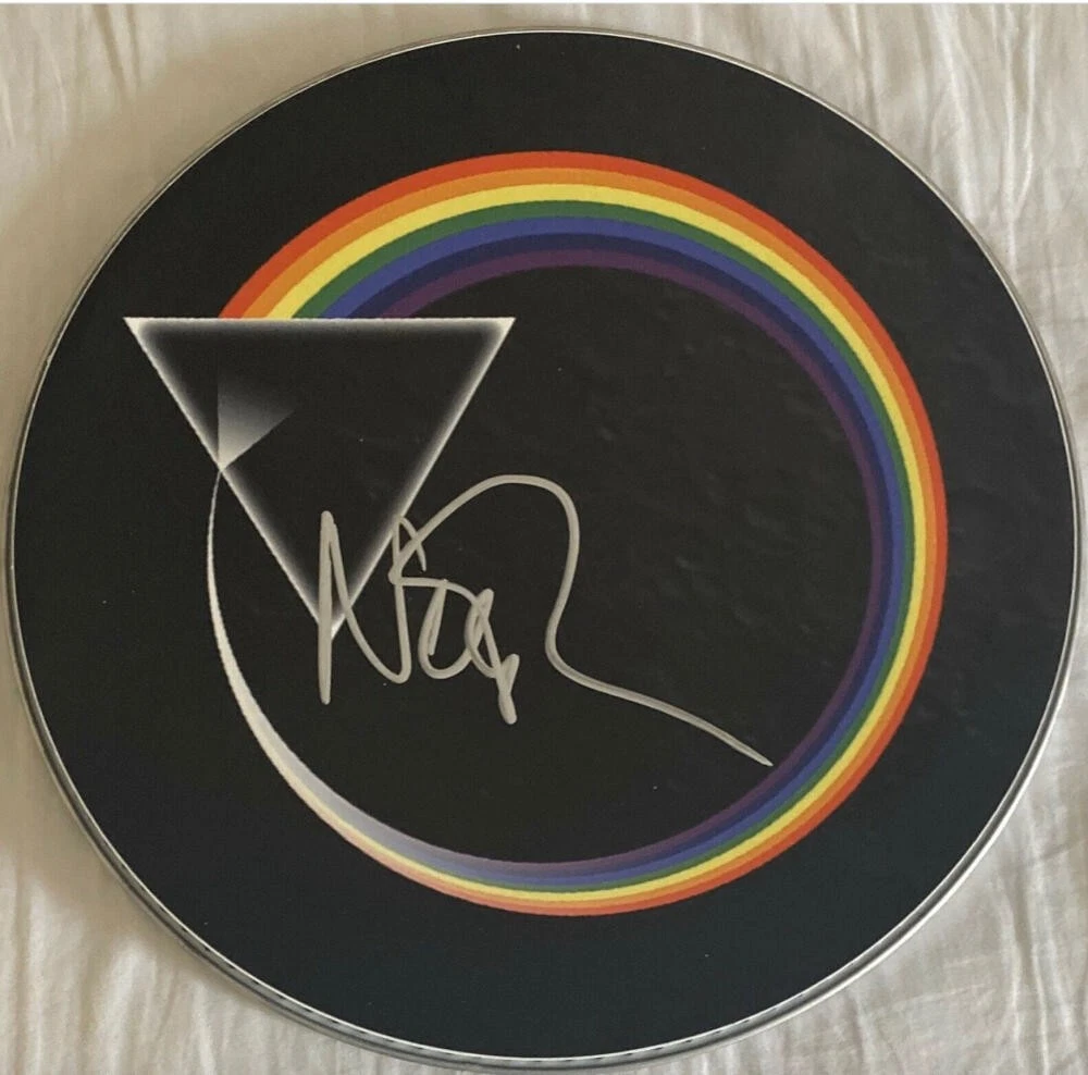 NICK MASON SIGNED AUTOGRAPH CUSTOM DARK SIDE OF THE MOON DRUMHEAD PINK FLOYD 1/1