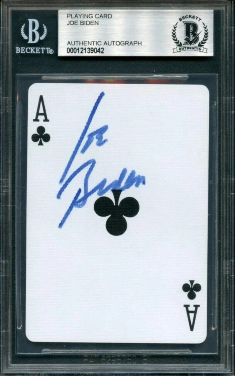 PRESIDENT JOE BIDEN SIGNED AUTOGRAPH BECKETT ENCAPSULATED SLABBED PLAYING CARD