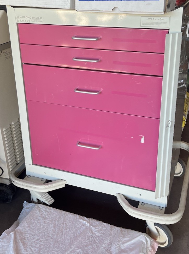 Armstrong Medical 4 Drawer Locking Rolling Medical Crash Cart Locking Cabinet