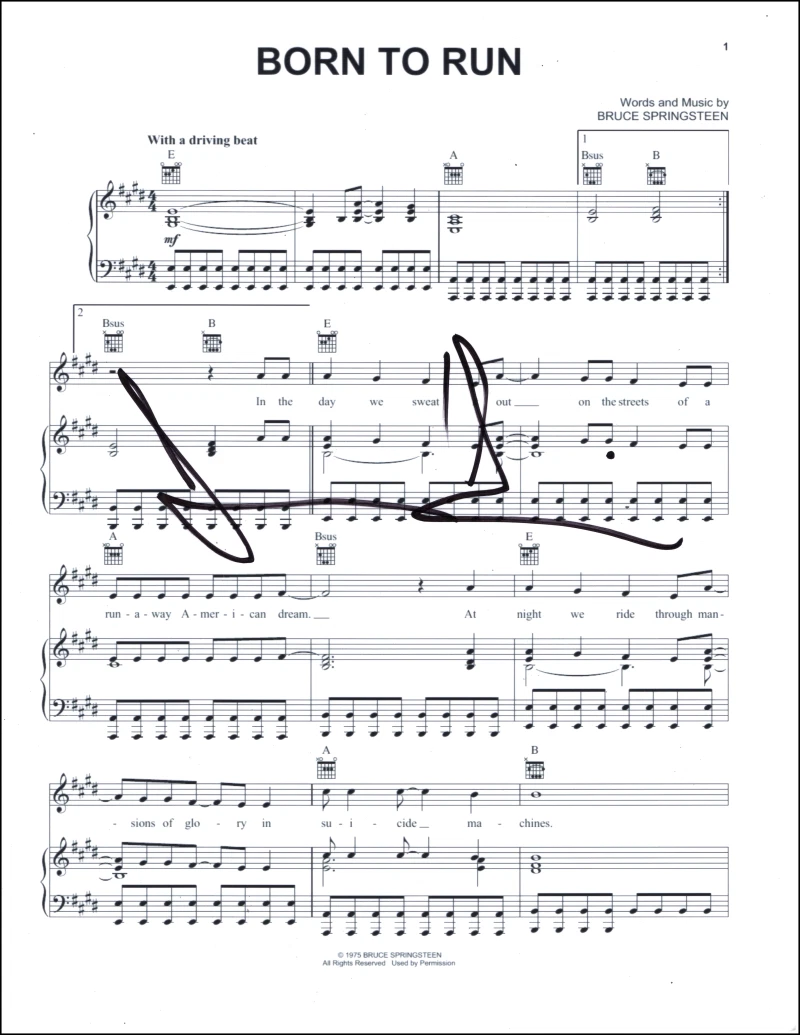 Jimmy Iovine Signed Autograph Bruce Springsteen Born to Run Sheet Music