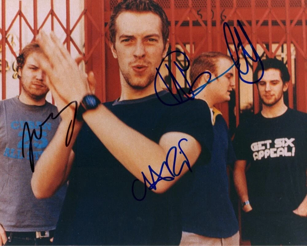 Coldplay Complete Full Band Signed Autograph 8x10 Photo Chris Martin +3 JSA COA
