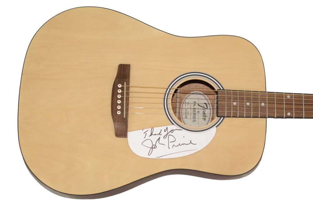 John Prine Signed Autograph Fender Acoustic Guitar - Bruised Orange w/ JSA COA