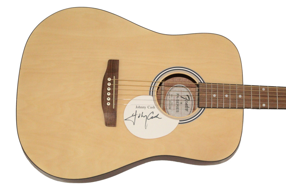 Johnny Cash Signed Autograph Fender Acoustic Guitar - The Man in Black JSA COA