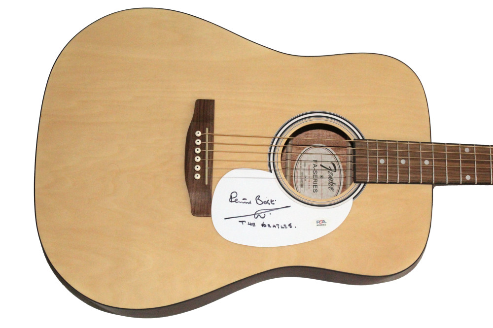 Pete Best Signed Autograph Fender Acoustic Guitar - The Beatles fifth w/ PSA COA