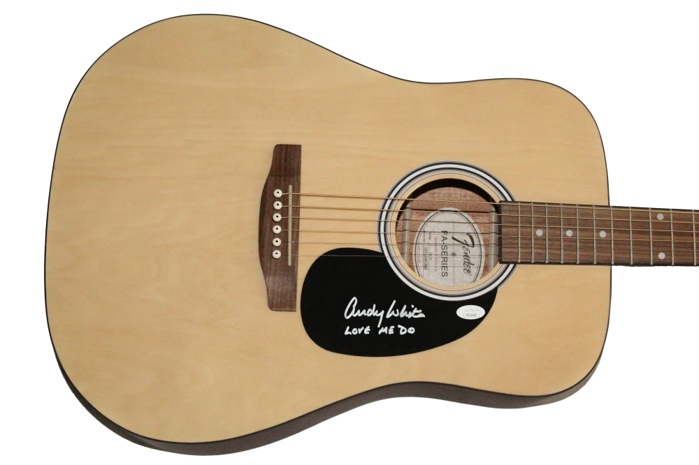 Andy White Signed Autograph Fender Guitar Love Me Do Beatles Drummer w/ JSA COA