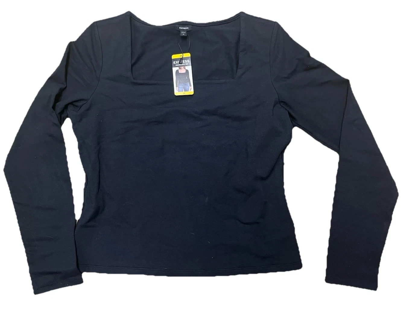 Express Women's Square Neck Shirt Top Size M Black NWT
