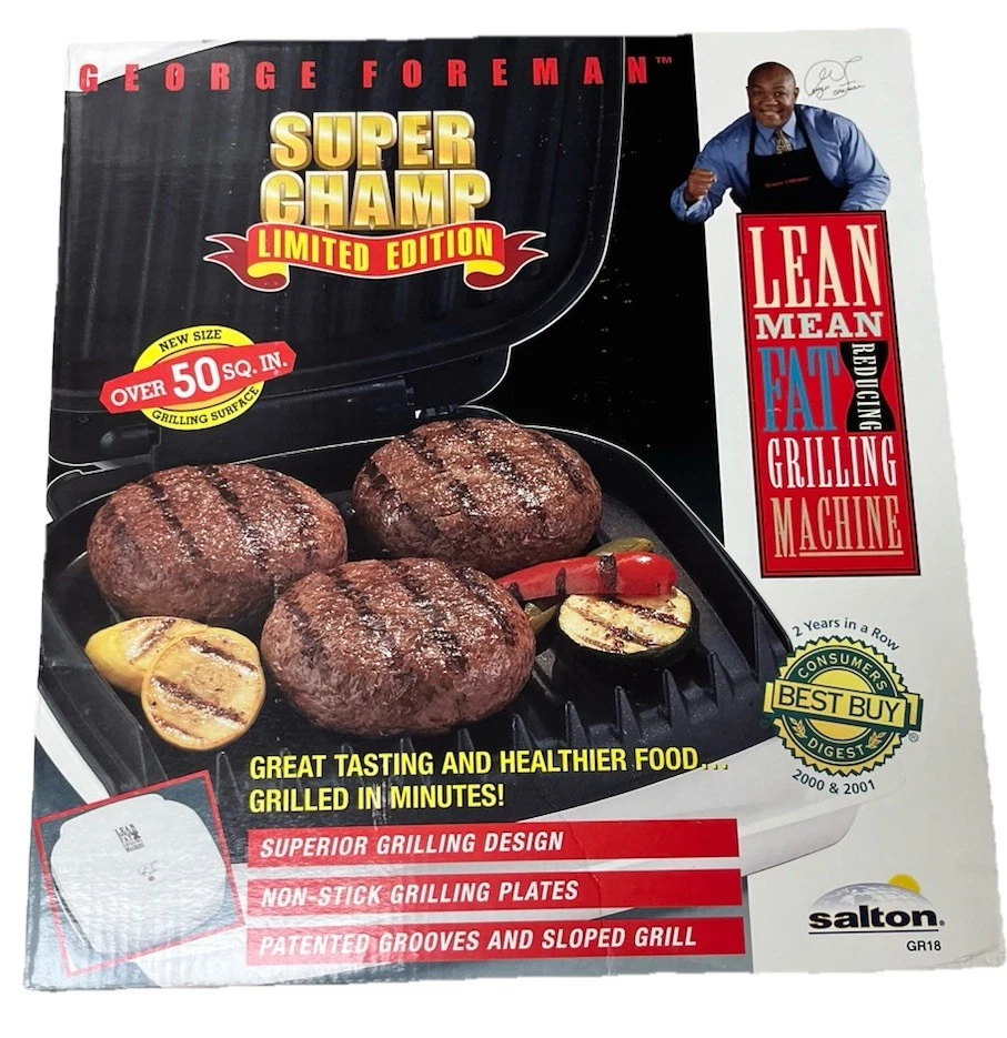 George Forman Lean Mean Fat Reducing Grill Super Champ Limited Edition New 2001