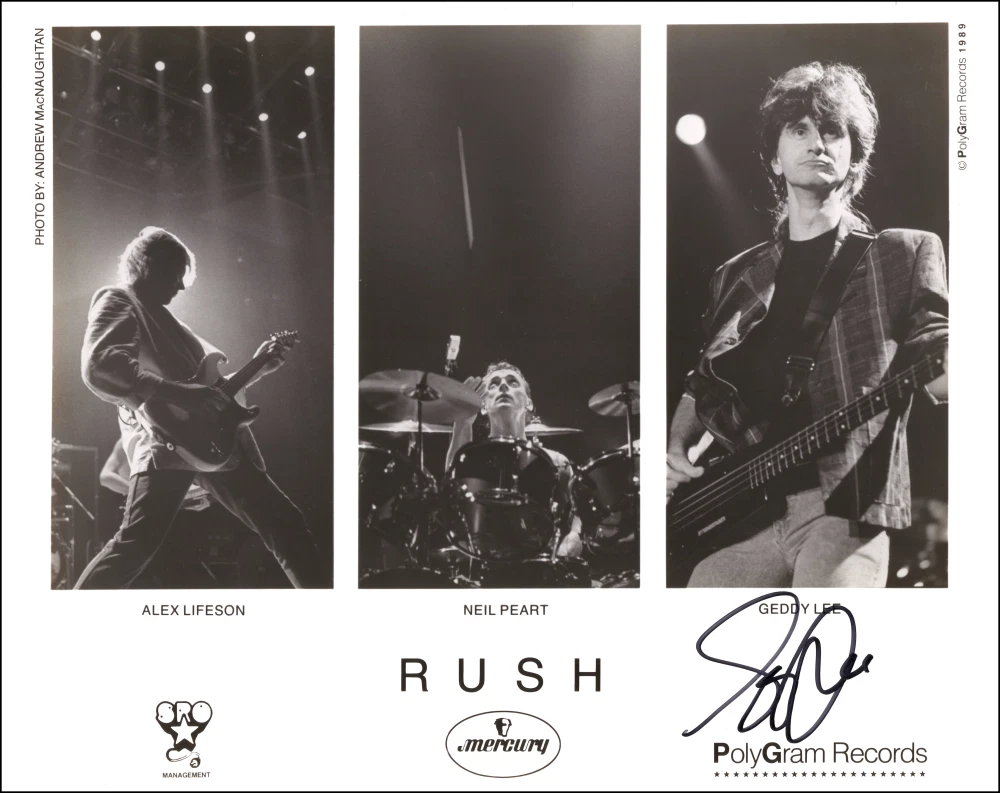 Geddy Lee Rush Signed Autograph Original 8x10 Band Promo Photo w/ JSA COA