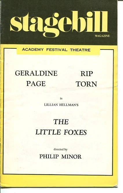 Geraldine Page Rip Torn Lillian Hellman Philip Minor The Little Foxes Playbill