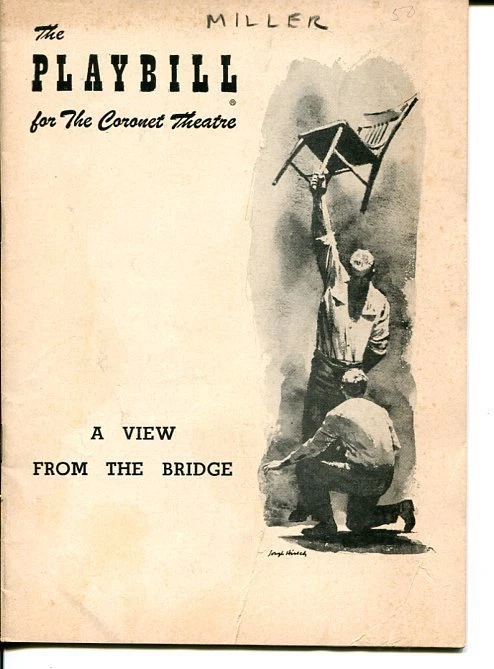 VAN HEFLIN JACK WARDEN ARTHUR MILLER A VIEW FROM THE BRIDGE OCT 17 1955 PLAYBILL COLLECTIBLE MEMORABILIA