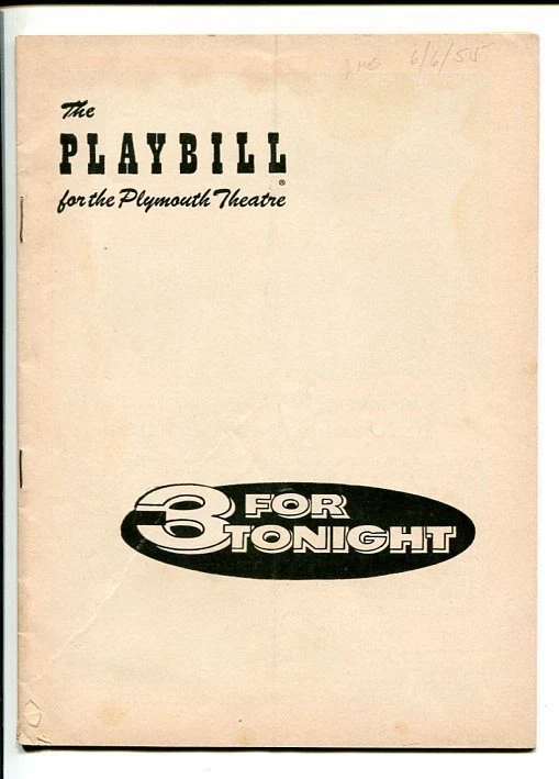 MARGE & GOWER CHAMPION HARRY BELAFONTE HIRAM SHERMAN 3 FOR TONIGHT 1955 PLAYBILL COLLECTIBLE MEMORABILIA
