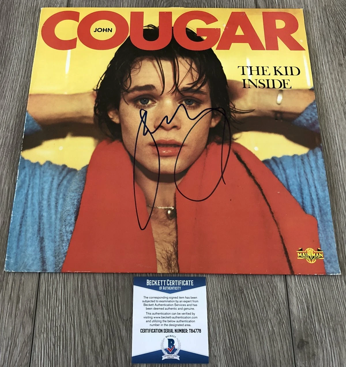 JOHN COUGAR MELLENCAMP SIGNED THE KID INSIDE ALBUM w/PROOF & BECKETT BAS COA