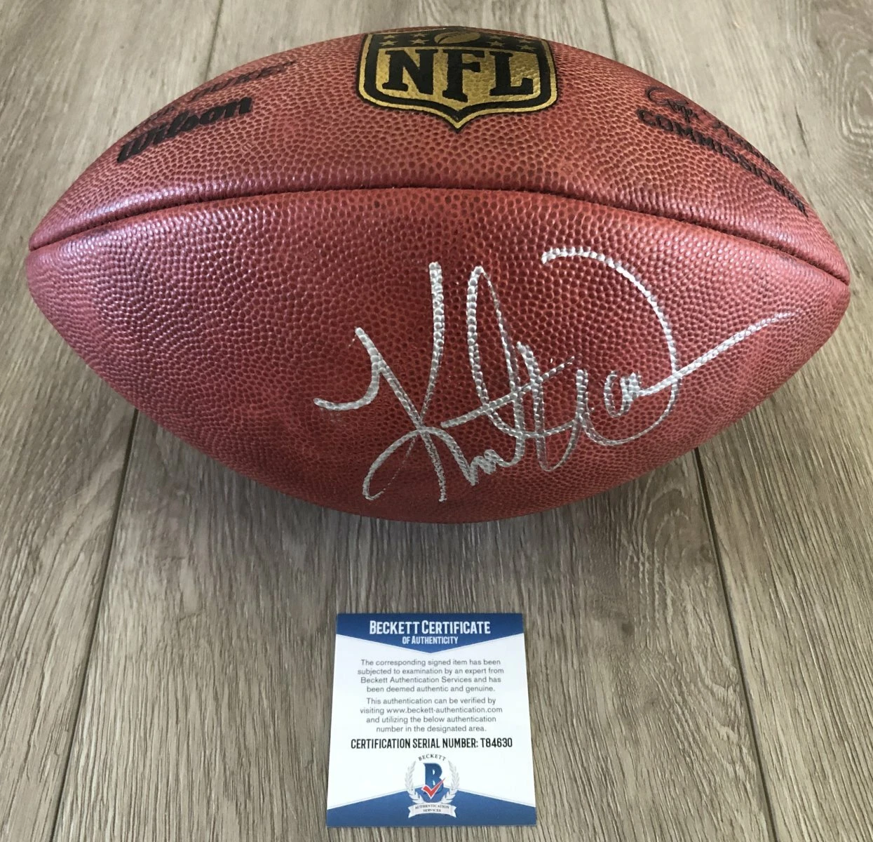 KURT WARNER ST LOUIS RAMS SIGNED NFL GAME FOOTBALL w/EXACT PROOF BECKETT BAS COA