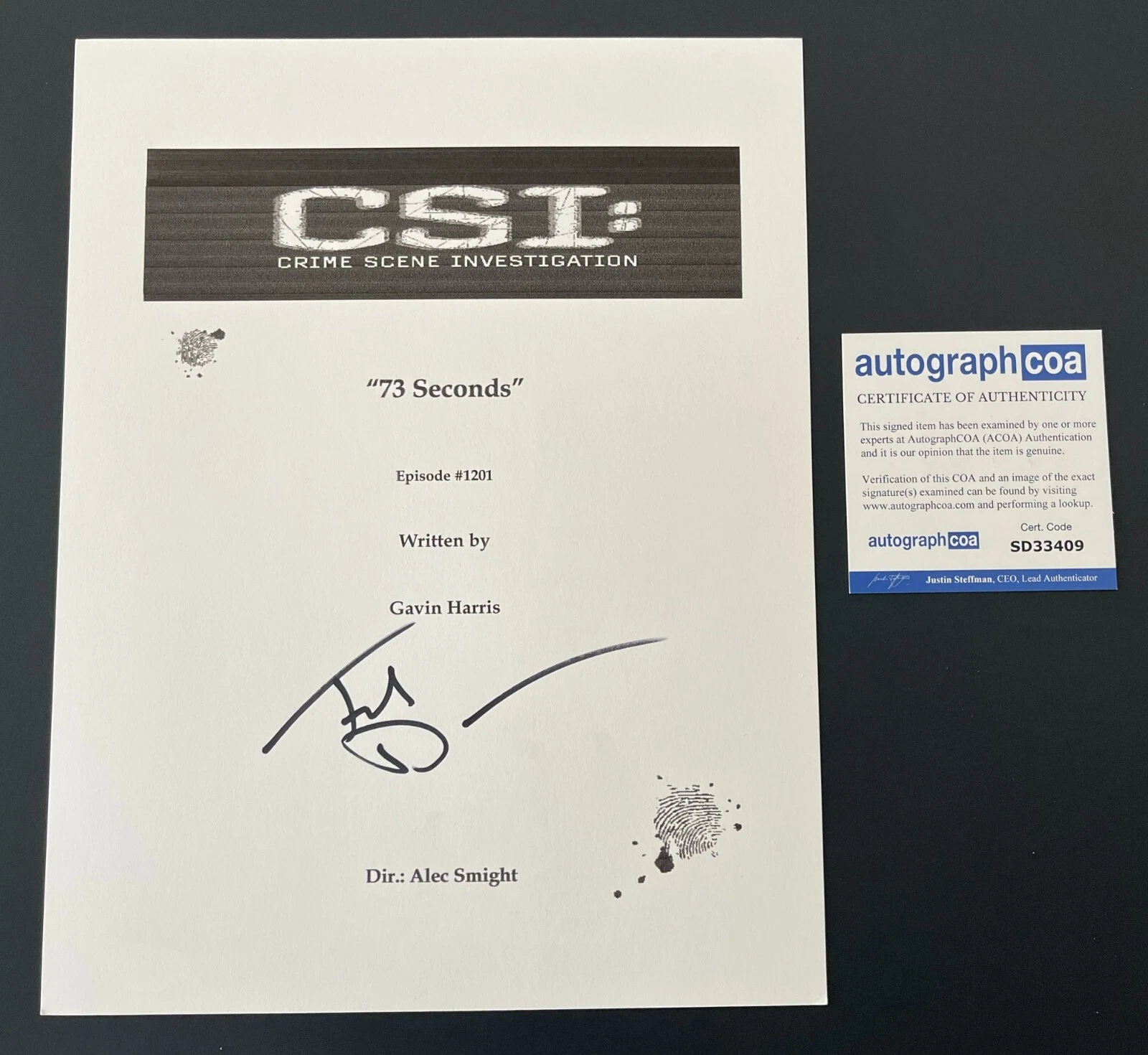 TED DANSON SIGNED CSI CRIME SCENE INVESTIGATION 73 SECONDS SCRIPT w/PROOF & COA