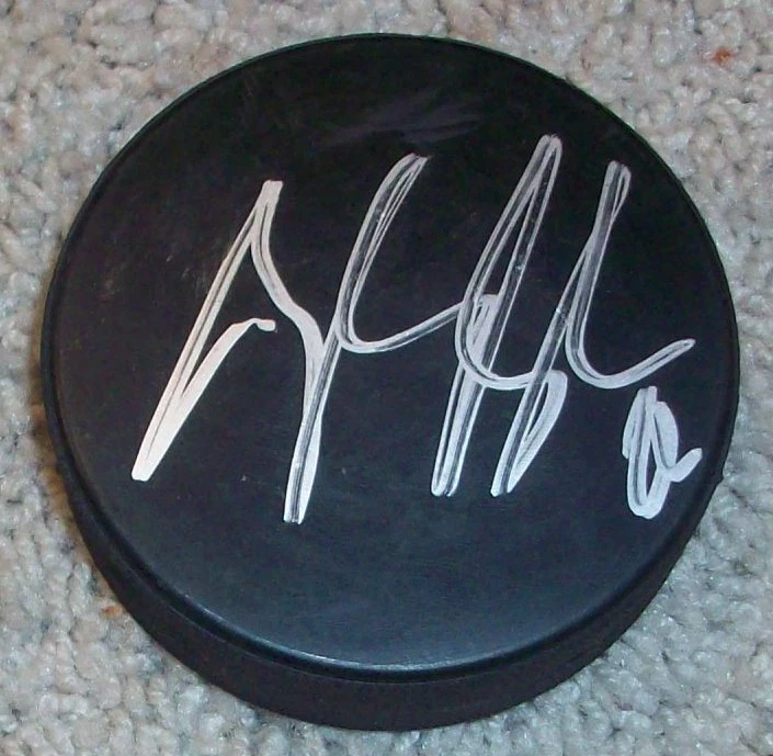 BRANDON SAAD CHICAGO BLACKHAWKS BLUE JACKETS SIGNED AUTOGRAPH PUCK A w/PROOF
