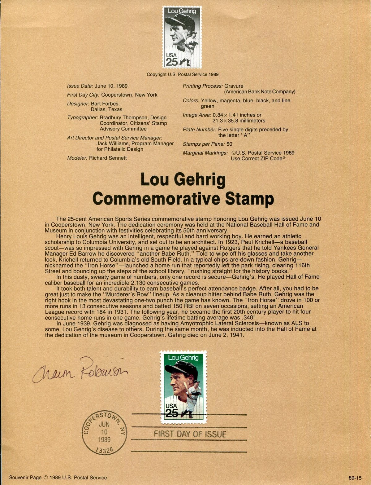 Sharon Robinson Jackie Robinson Daughter Rare Signed Autograph Stamp Sheet FDC