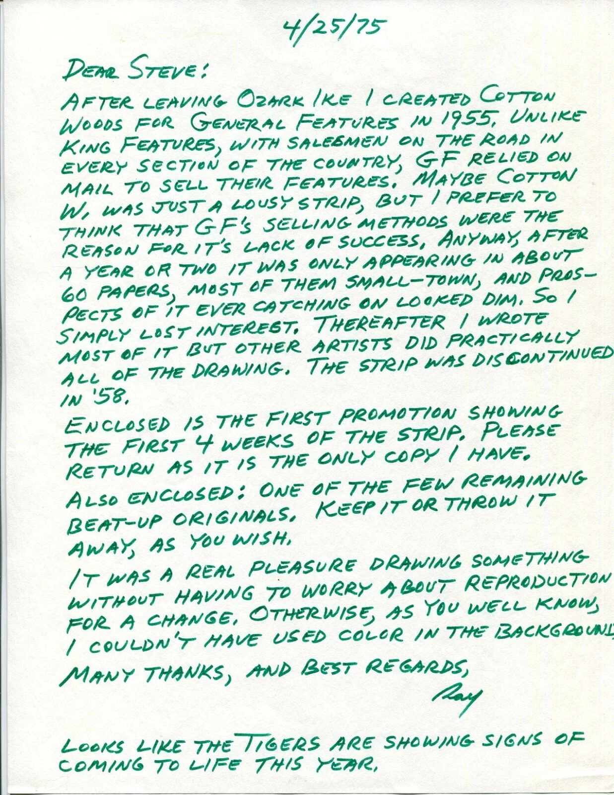 Rufus A. Ray Gotto Ozark Ike Cartoonist Navy Illustrator Signed Autograph Letter