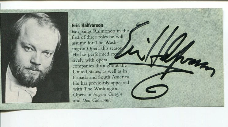 Eric Halfvarson Opera Singer Basso Metropolitan Opera Signed Autograph
