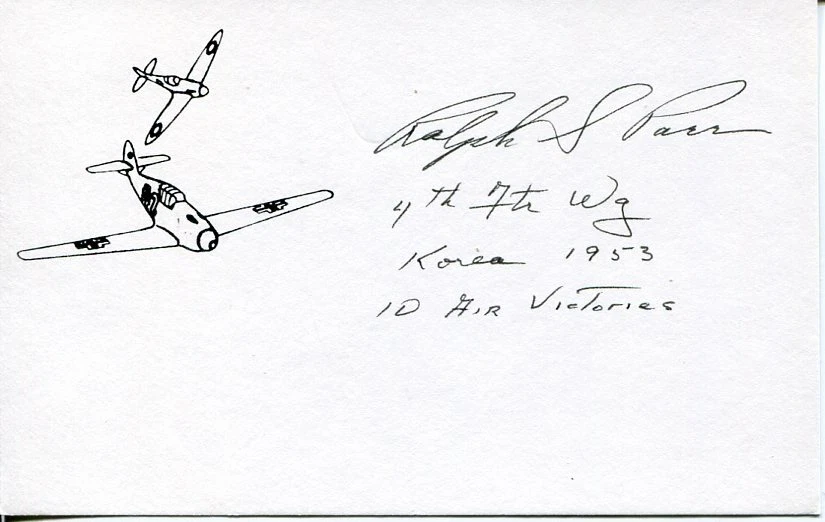 Ralph Parr Korean War Fighter Pilot Ace Rare 2 DSC 10 Victories Signed Autograph