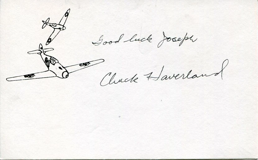 Charles Haverland USN Navy WWII War Fighter Pilot Ace DFC Signed Autograph