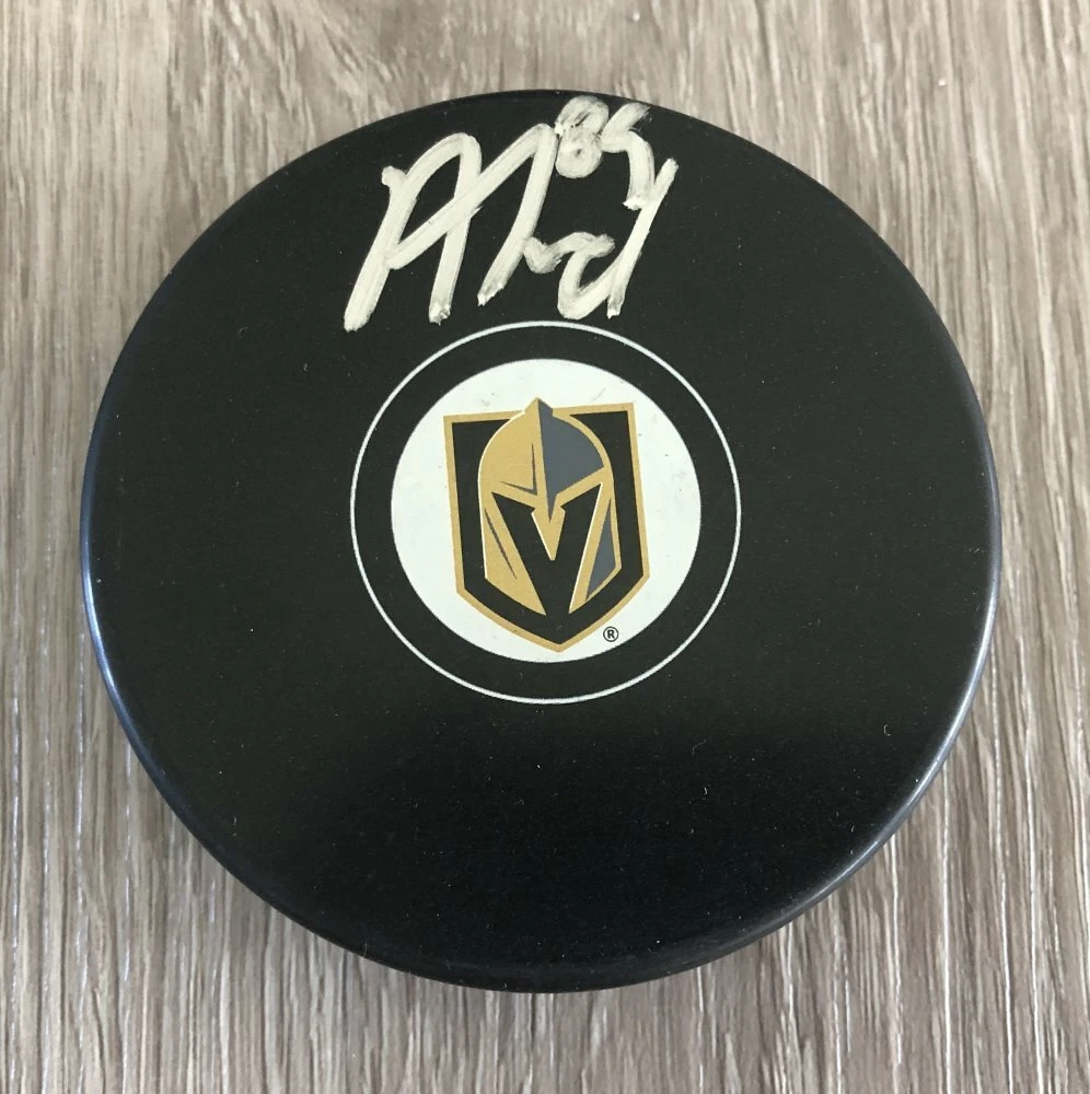 ALEX TUCH SIGNED AUTOGRAPH LAS VEGAS GOLDEN KNIGHTS LOGO PUCK B w/PROOF