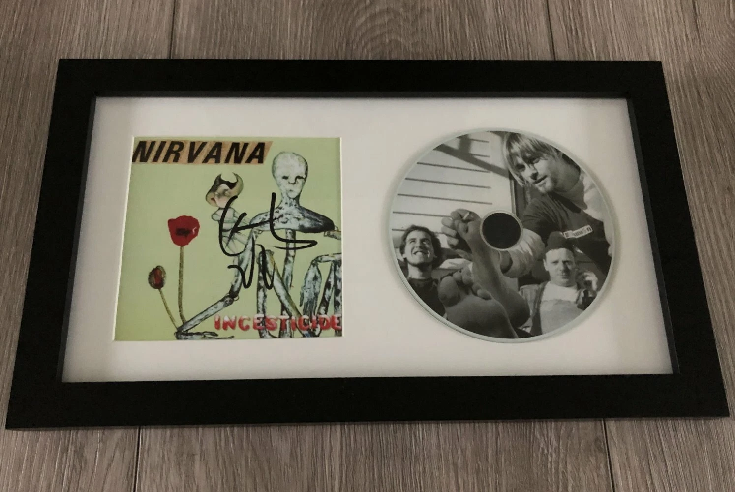 DAN PETERS SIGNED NIRVANA INCESTICIDE FRAMED & MATTED CD DISPLAY w/EXACT PROOF