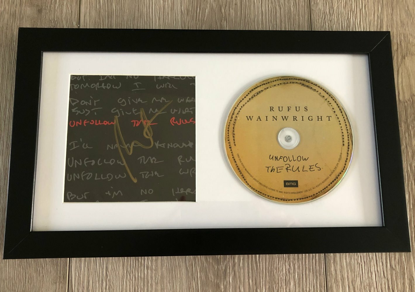 RUFUS WAINWRIGHT SIGNED AUTOGRAPH UNFOLLOW THE RULES FRAMED & MATTED CD