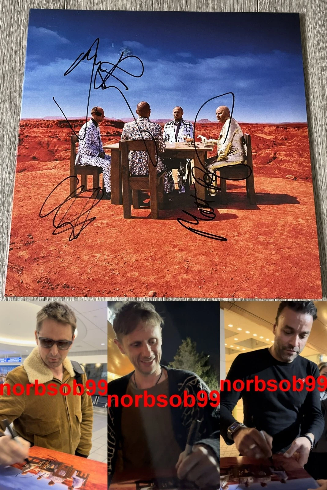 MUSE MATT BELLAMY +2 SIGNED BLACK HOLES & REVELATIONS VINYL ALBUM w/EXACT PROOF
