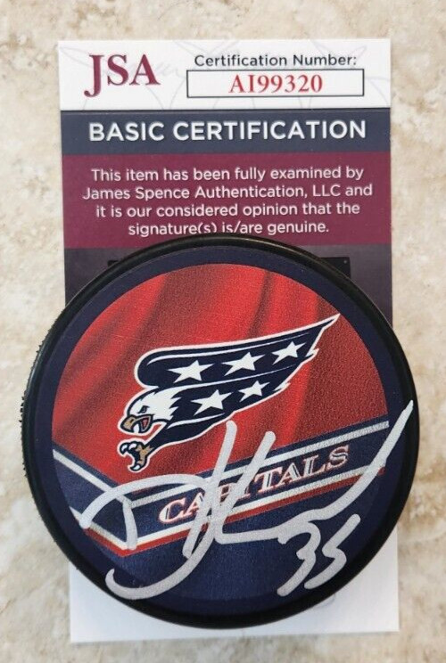 Darcy Kuemper Signed Reverse Retro Puck w/ JSA COA #AI99320 Washington Capitals