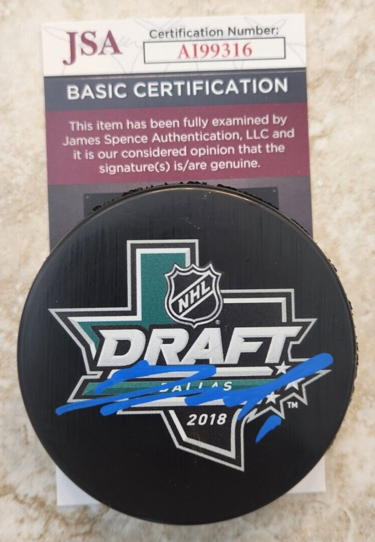 Lukas Dostal Signed 2018 NHL Draft Puck w/ JSA COA #AI99316 Anaheim Ducks