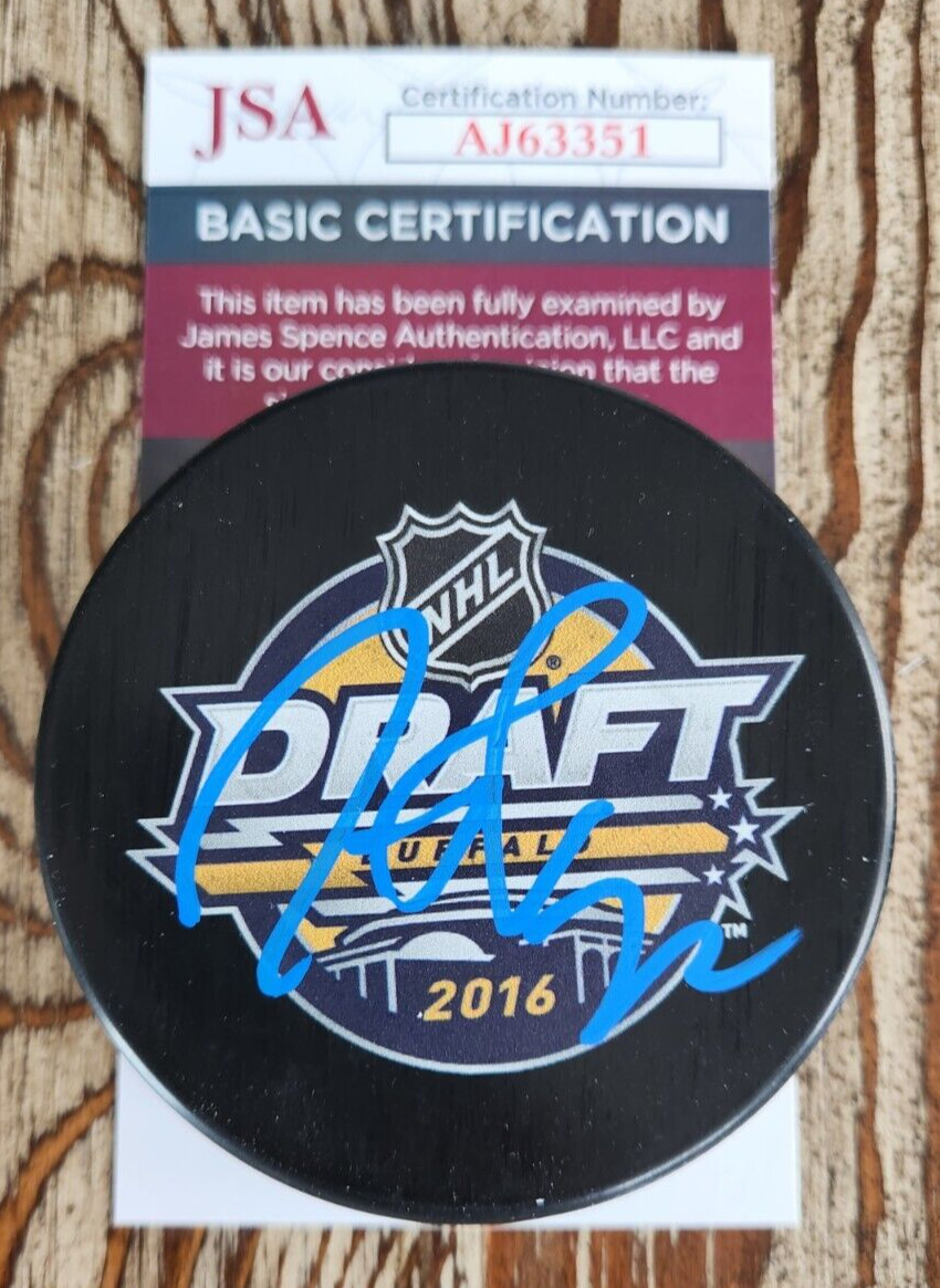 Tage Thompson Signed 2016 NHL Draft Puck w/ JSA COA #AJ63351 Buffalo Sabres