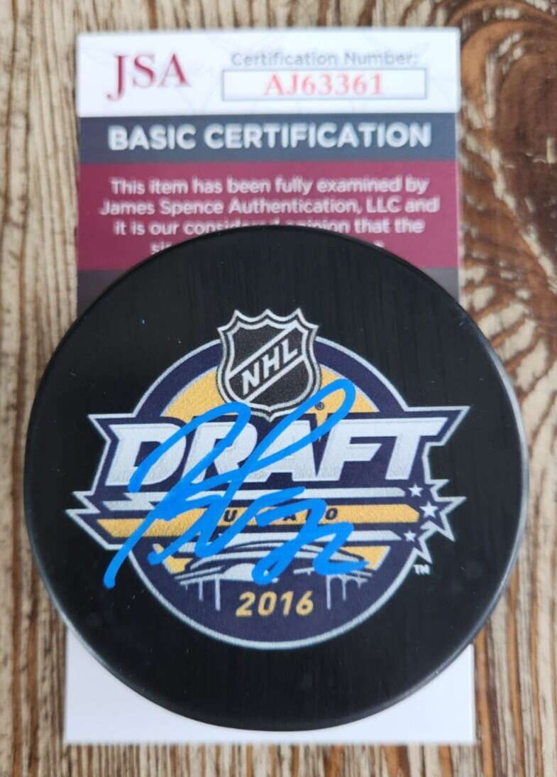 Tage Thompson Signed 2016 NHL Draft Puck w/ JSA COA #AJ63361 Buffalo Sabres
