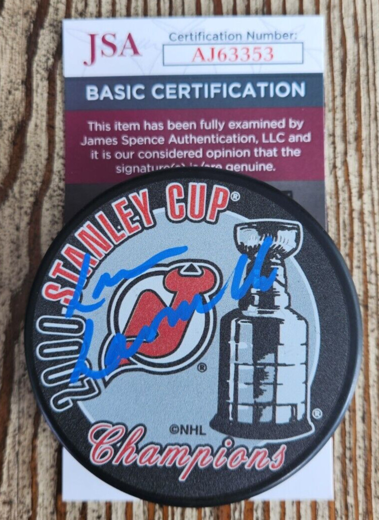 Lou Lamoriello Signed 2000 Stanley Cup Champions Puck w/ JSA COA NJ Devils