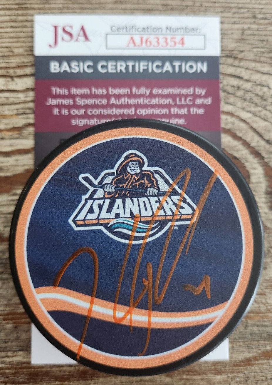 Kyle Palmieri Signed Reverse Retro Puck w/ JSA COA #AJ63354 New York Islanders
