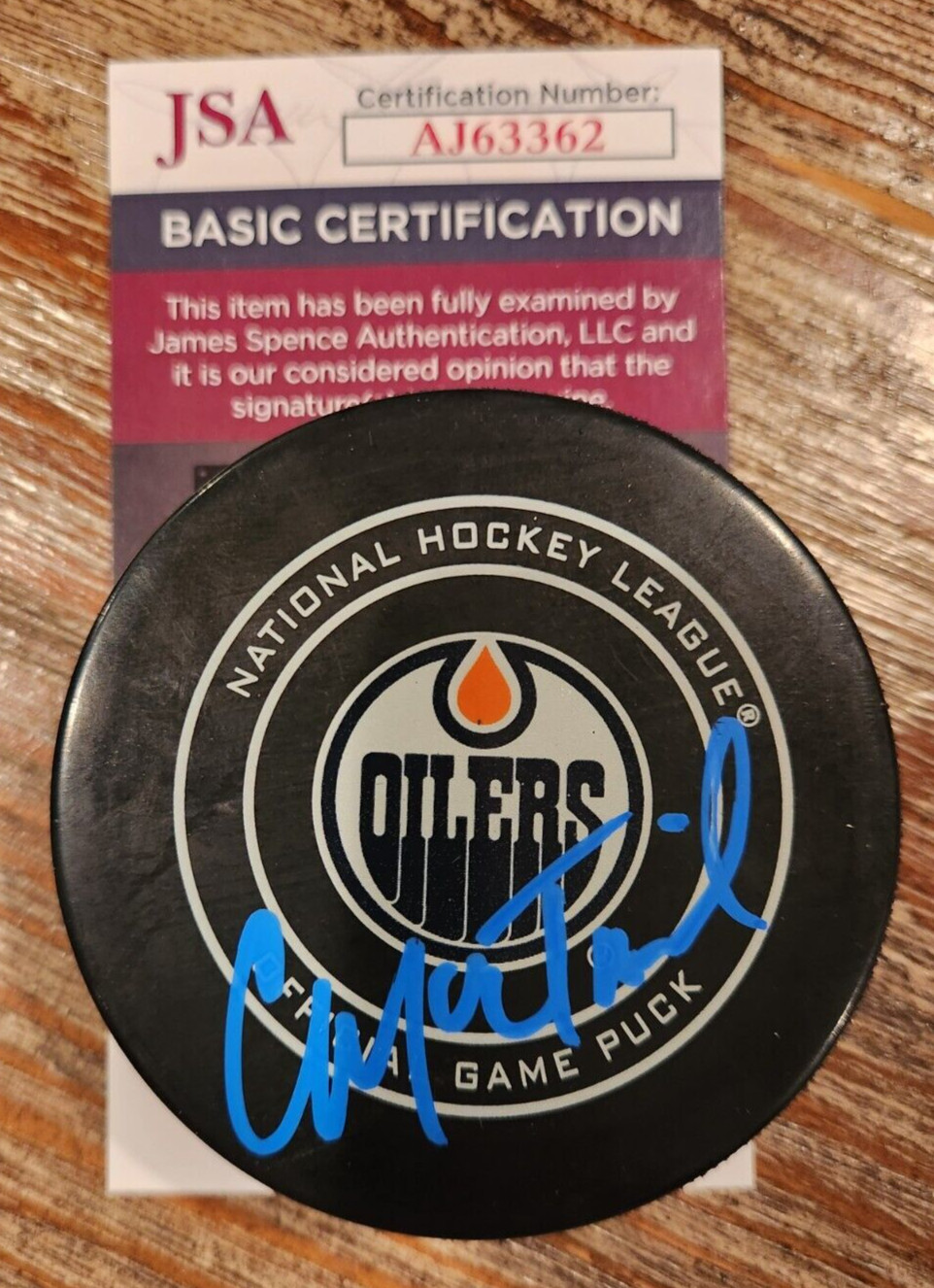 Craig MacTavish Signed Official NHL Game Puck w JSA COA #AJ63362 Edmonton Oilers
