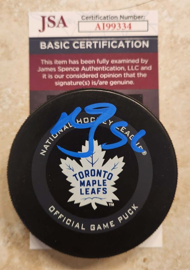 Mark Giordano Signed Official NHL Game Puck w/ JSA COA Toronto Maple Leafs