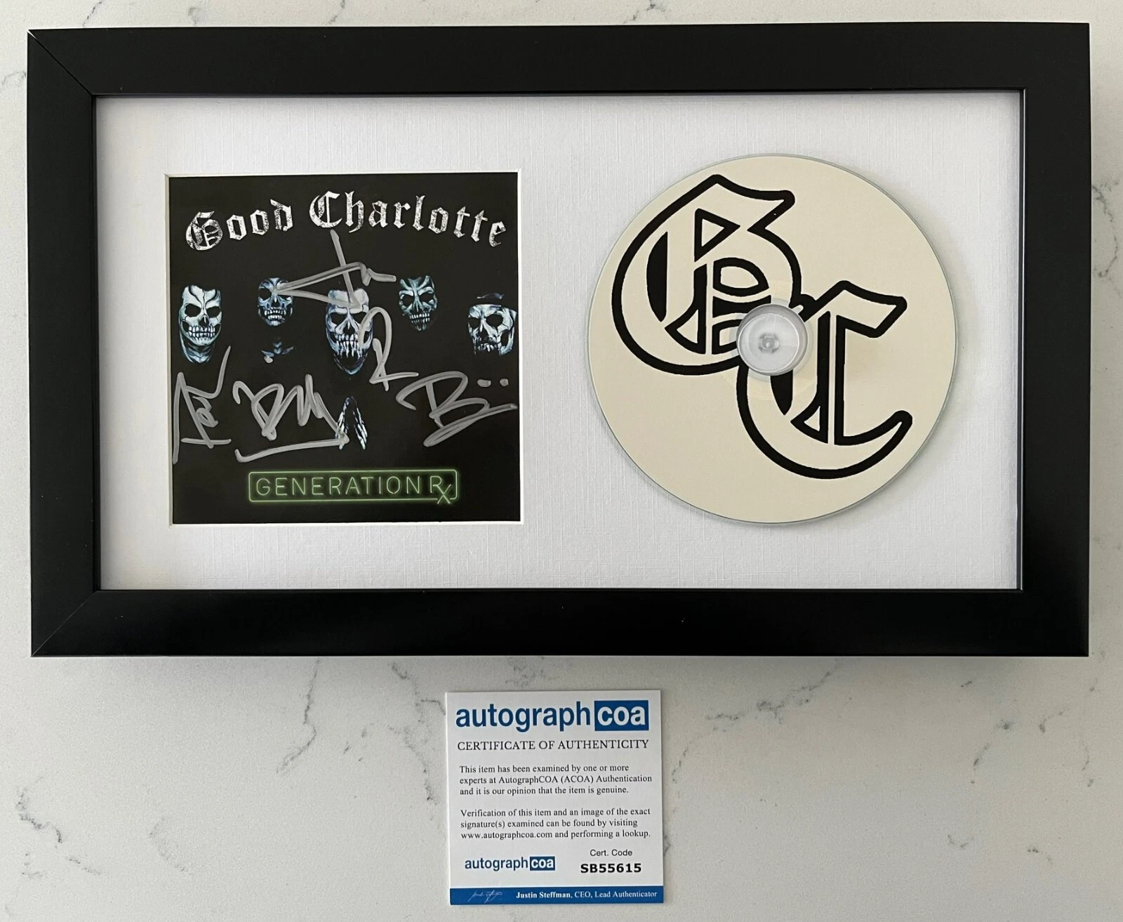 GOOD CHARLOTTE SIGNED GENERATION RX FRAMED & MATTED CD w/PROOF & AUTOGRAPH ACOA