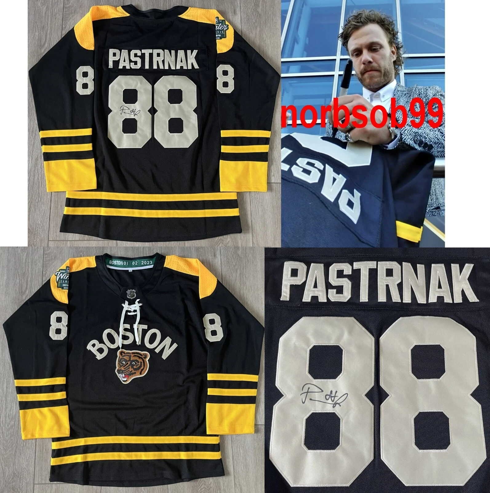 DAVID PASTRNAK SIGNED BOSTON BRUINS 2023 WC JERSEY EXACT VIDEO PROOF BECKETT COA