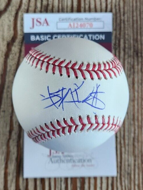 TRAVIS BARKER SIGNED OFFICIAL MLB BASEBALL W/ JSA COA #AI24070 BLINK 182 COLLECTIBLE MEMORABILIA