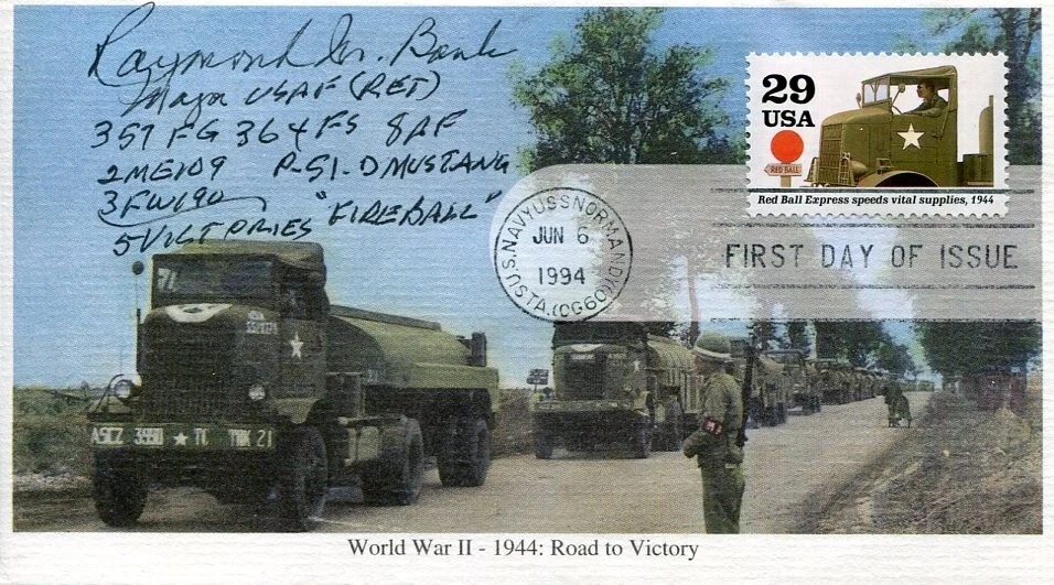 Major Raymond Bank WWII War Fighter Ace DFC POW Signed Autograph FDC