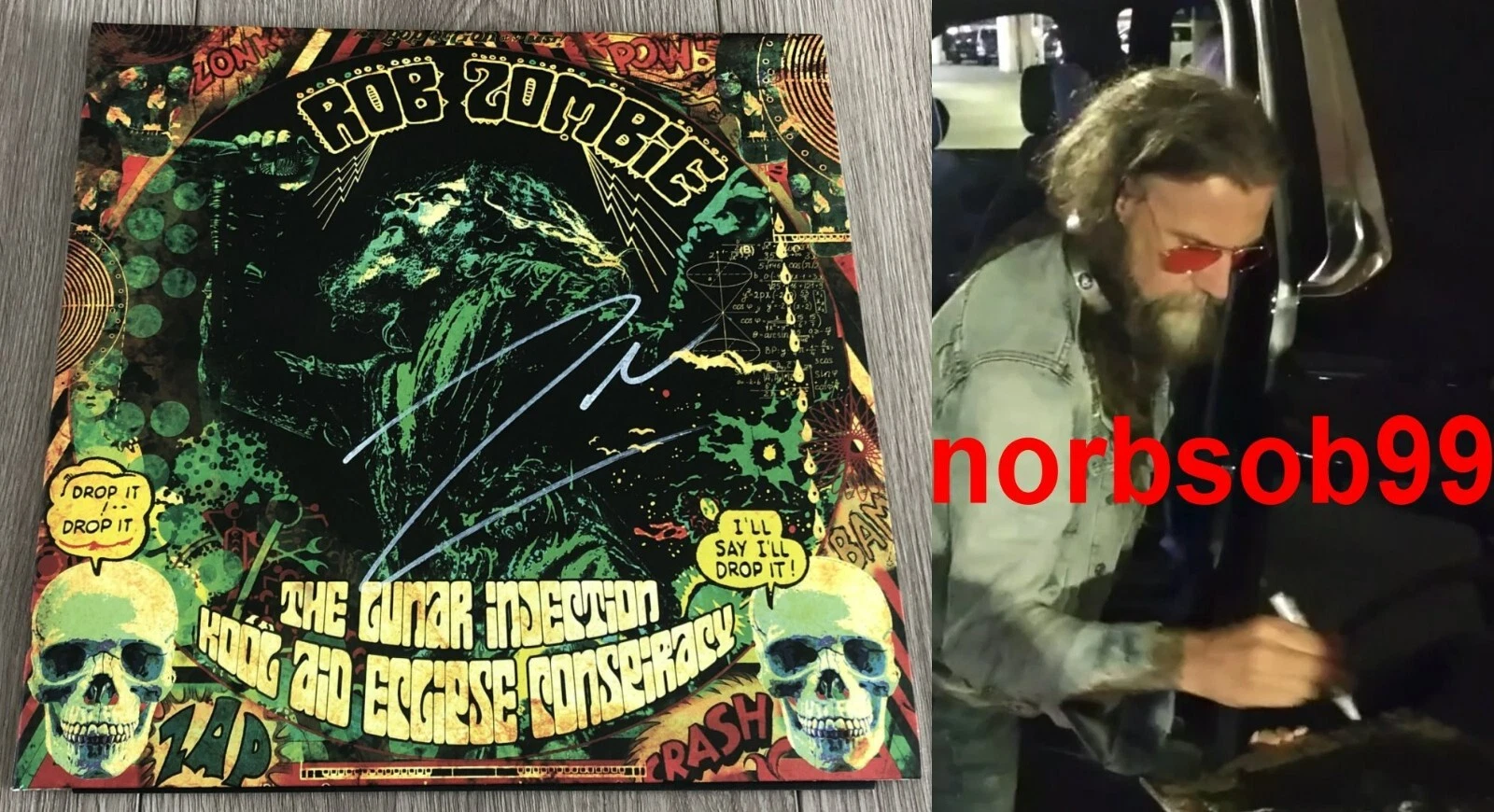 ROB ZOMBIE SIGNED THE LUNAR INJECTION KOOL AID ECLIPSE CONSPIRACY VINYL w/PROOF
