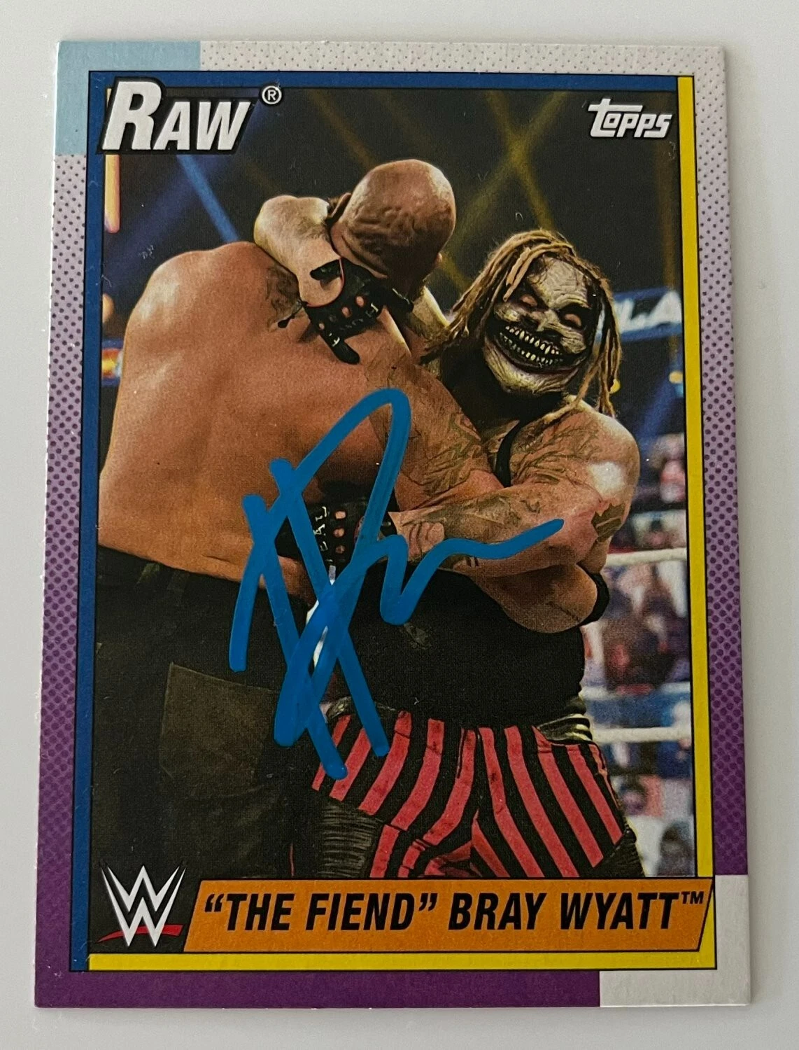 BRAY WYATT THE FIEND SIGNED WWE 2021 TOPPS HERITAGE RAW CARD #43 w/PROOF