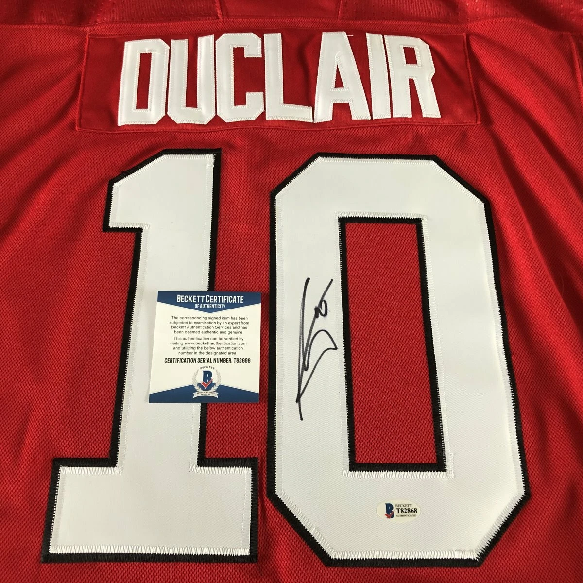 ANTHONY DUCLAIR SIGNED OTTAWA SENATORS JERSEY w/EXACT PROOF & BECKETT BAS COA