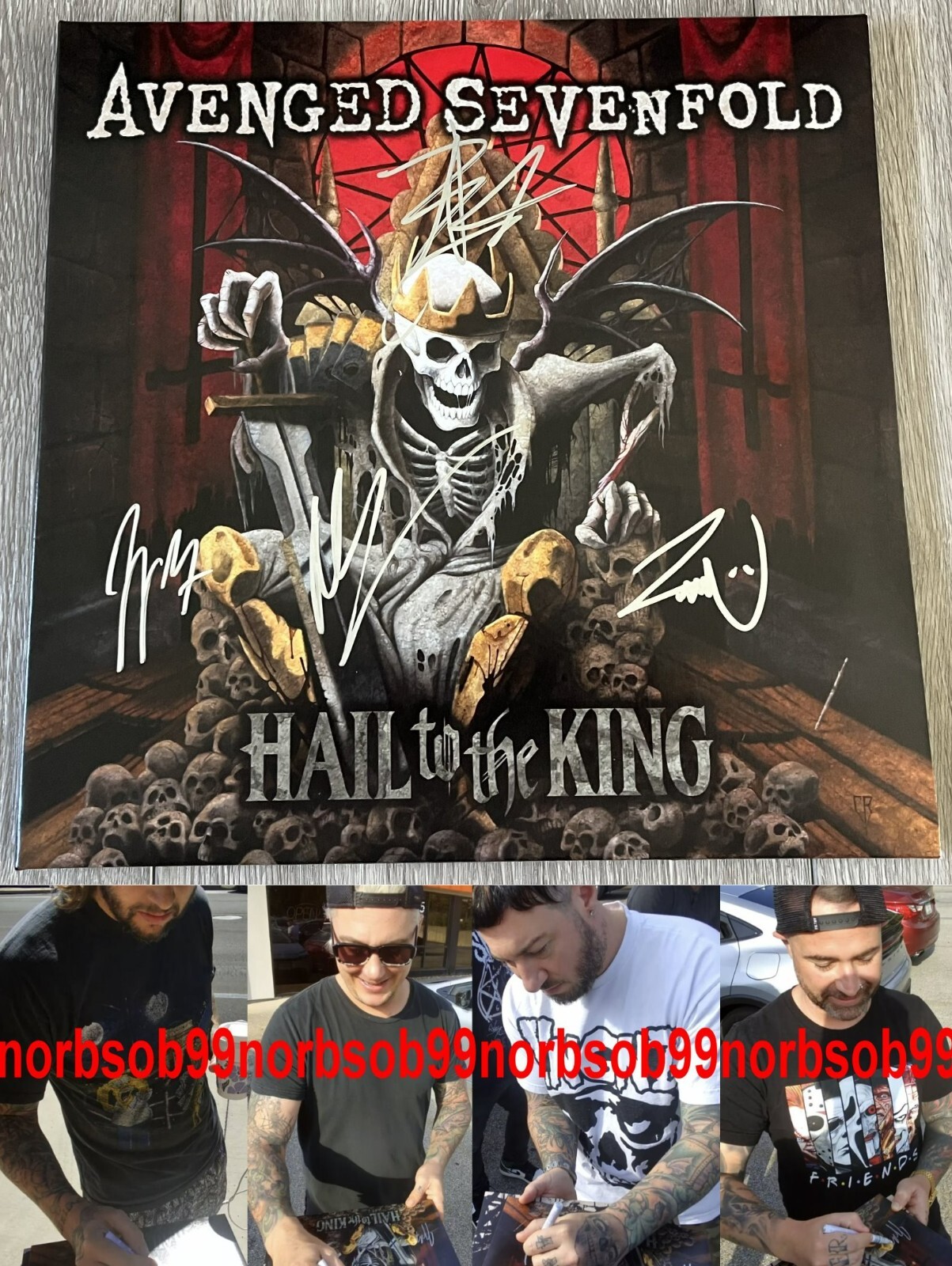 AVENGED SEVENFOLD SIGNED HAIL TO THE KING VINYL LP M. SHADOWS +3 w/EXACT PROOF
