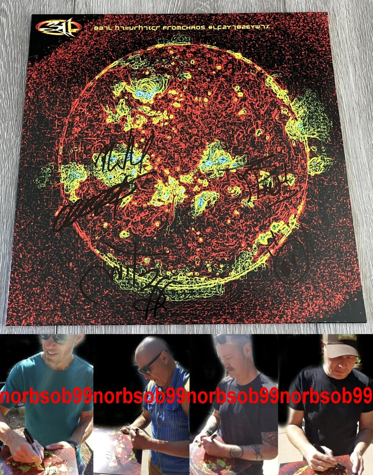 311 SIGNED AUTOGRAPH FROM CHAOS VINYL ALBUM RECORD NICK HEXUM +4 w/EXACT PROOF