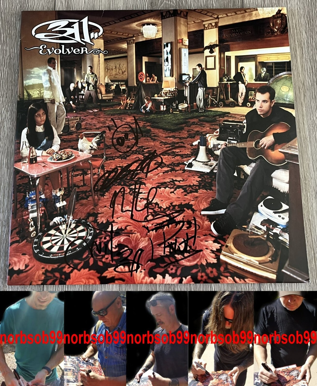 311 SIGNED AUTOGRAPH EVOLVER VINYL ALBUM RECORD LP NICK HEXUM +4 w/EXACT PROOF