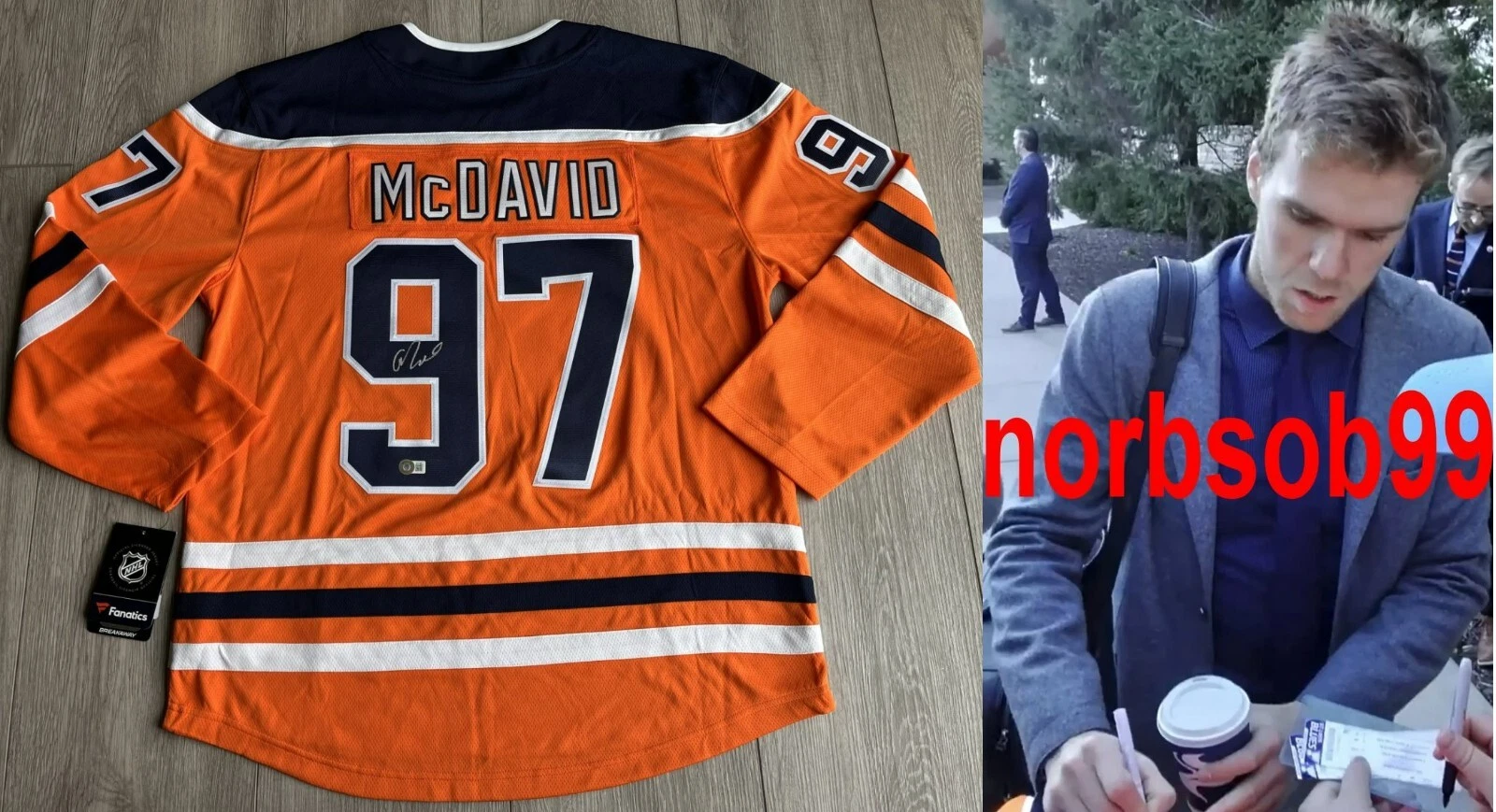 CONNOR MCDAVID SIGNED EDMONTON OILERS FANATICS JERSEY wEXACT PROOF & BECKETT COA